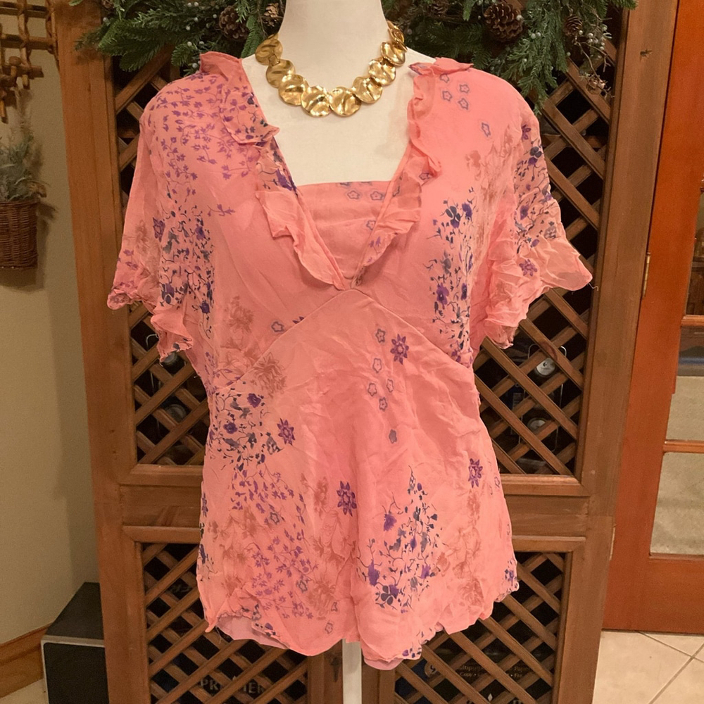 New York City Design Co Silk Coquette Fairycore ballet Womens Medium floral top